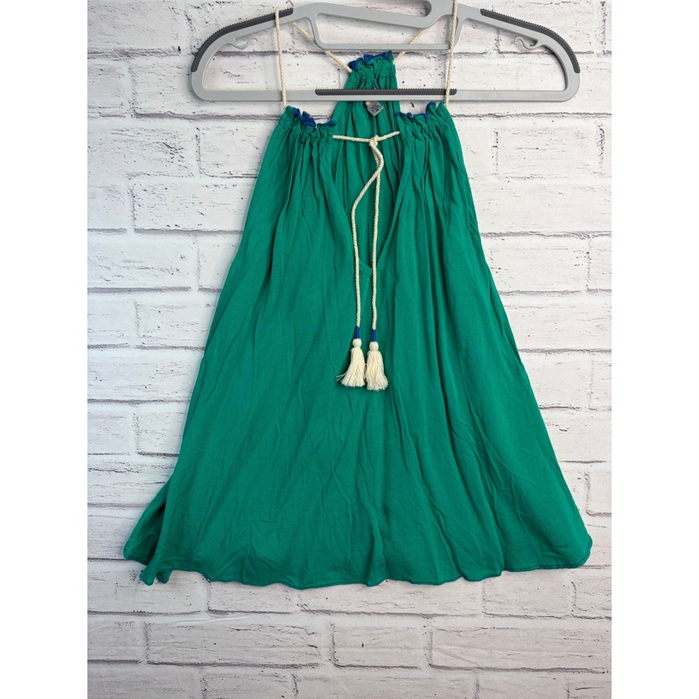 Ecote Urban Outfitters Green Halter Top Tassel Tie Boho Rayon Blouse Small